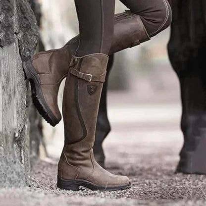 Women's Waterproof High Heel Leather Boots