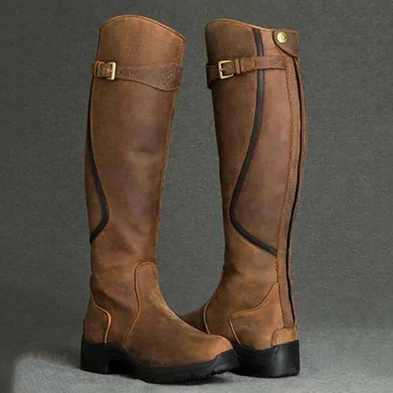 Women's Waterproof High Heel Leather Boots