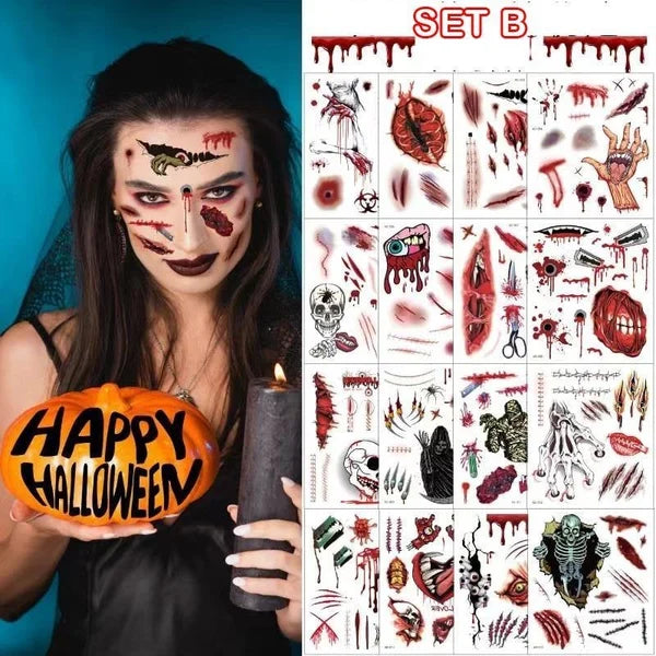 🔥Halloween Prank Makeup Temporary Tattoo😈Realistic & Easy To Remove