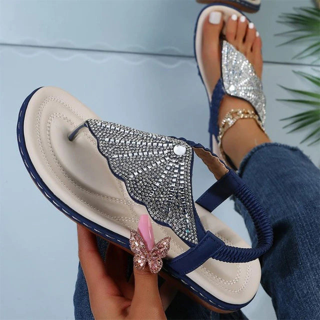 On This Week Sale OFF 50%🔥Women Casual Orthopedic Sandals, Crystal Rome Fashion Clip Toe Slippers